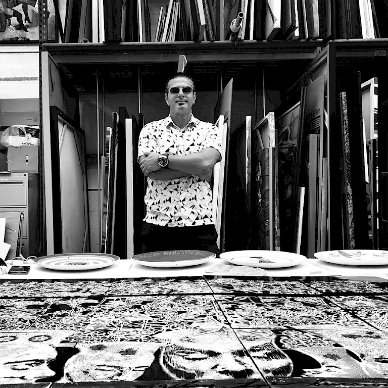 Patricio Rodríguez in his studio