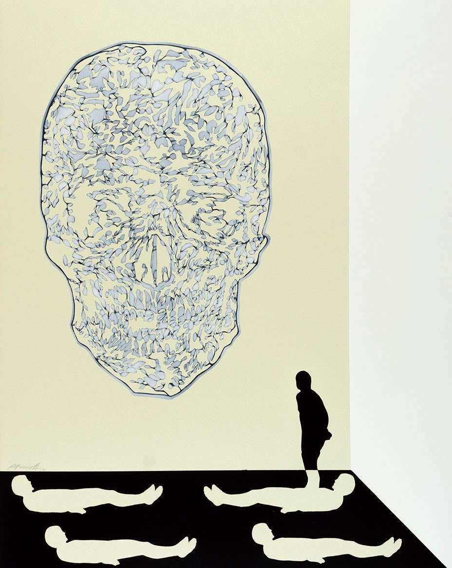 Calacas 3, 2012. Mixed media, hand-cut paper on cardboard. 81 × 64 cm. Patricio Rodríguez