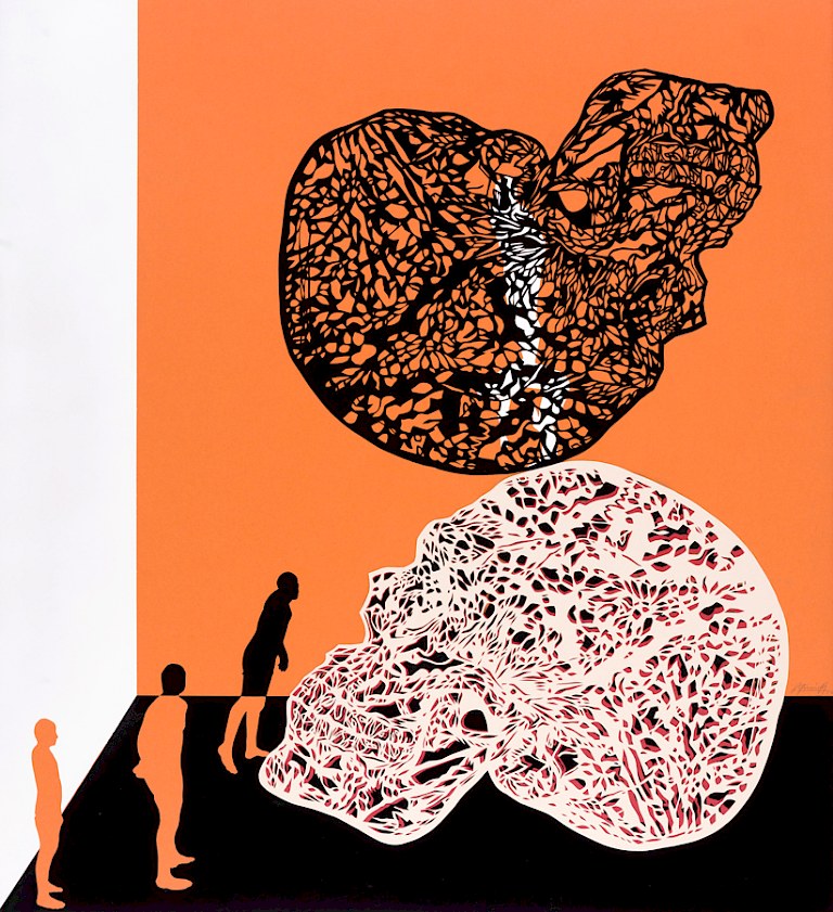 Calacas 4, 2012. Mixed media, hand-cut paper on cardboard. 78 × 73 cm. Patricio Rodríguez