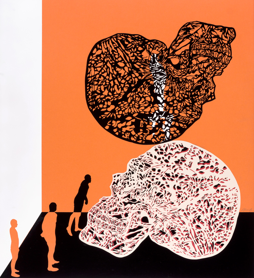 Calacas 4, 2012. Mixed media, hand-cut paper on cardboard. 78 × 73 cm. Patricio Rodríguez