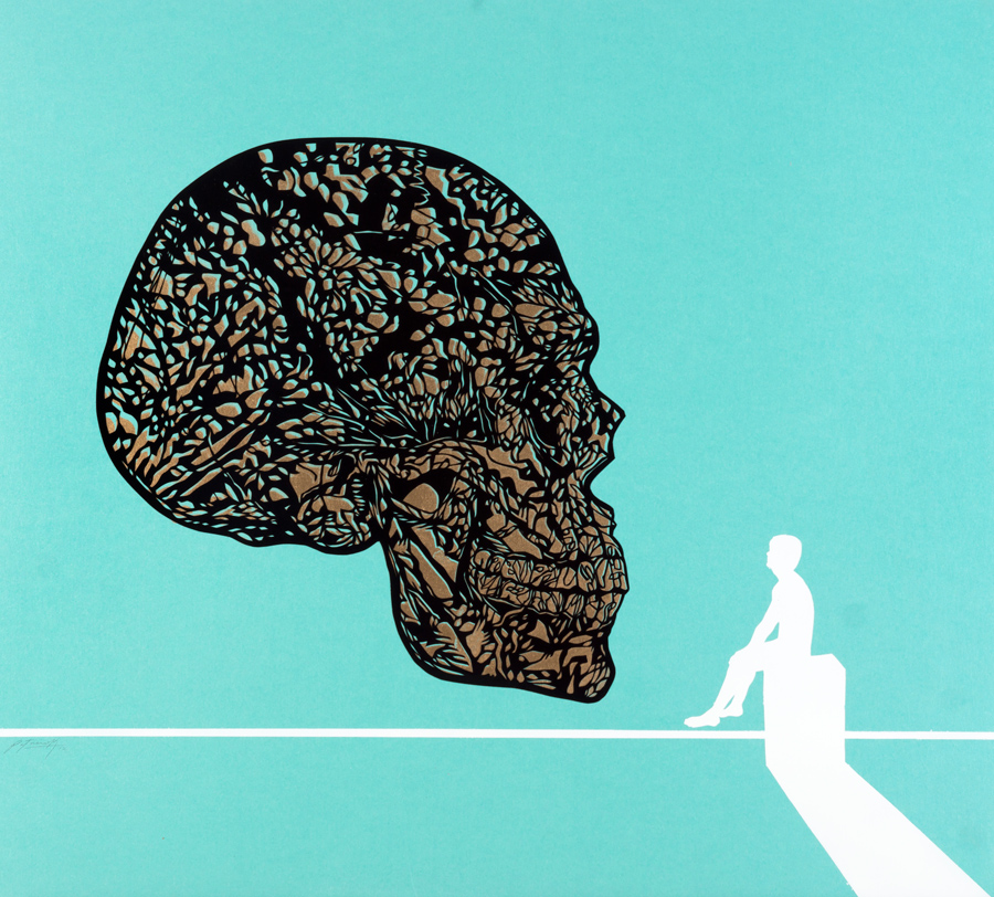 Calacas 6, 2012. Mixed media, hand-cut paper on cardboard. 65 × 70 cm. Patricio Rodríguez