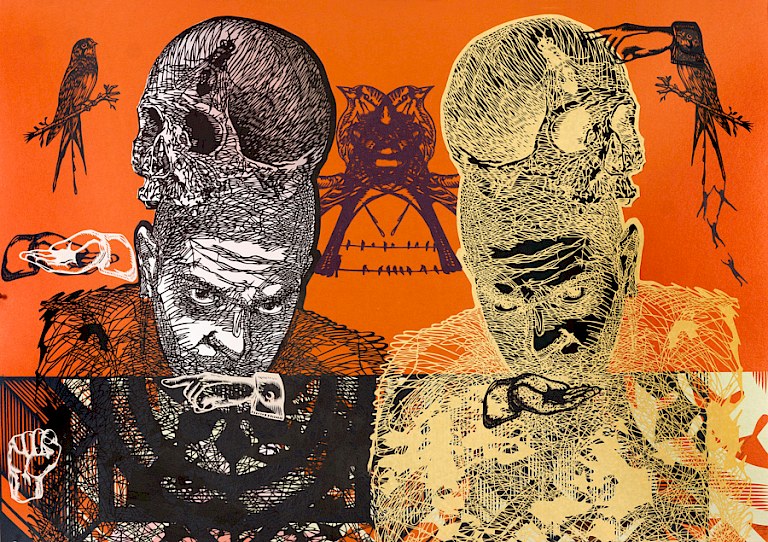Vuelve la mosca, 2013. Mixed media, hand-cut paper on cardboard. 70 × 100 cm. Patricio Rodríguez