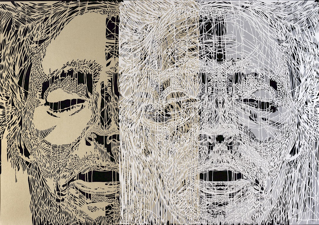 Rostros 17, 2014. Hand-cut paper on cardboard. 70 × 100 cm. Patricio Rodríguez