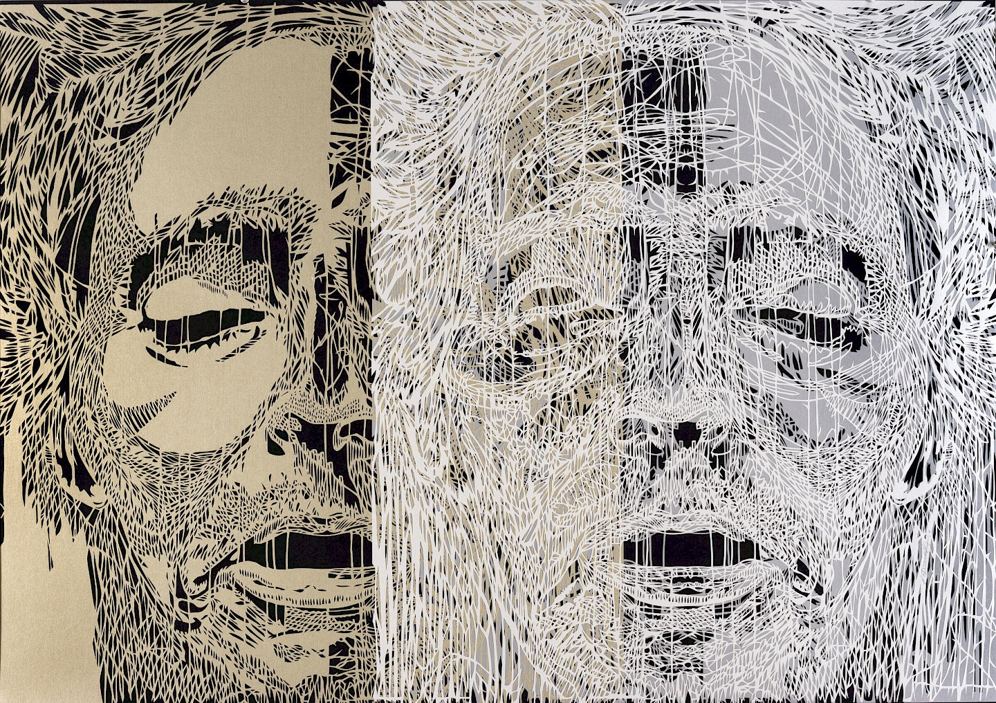 Rostros 17, 2014. Hand-cut paper on cardboard. 70 × 100 cm. Patricio Rodríguez