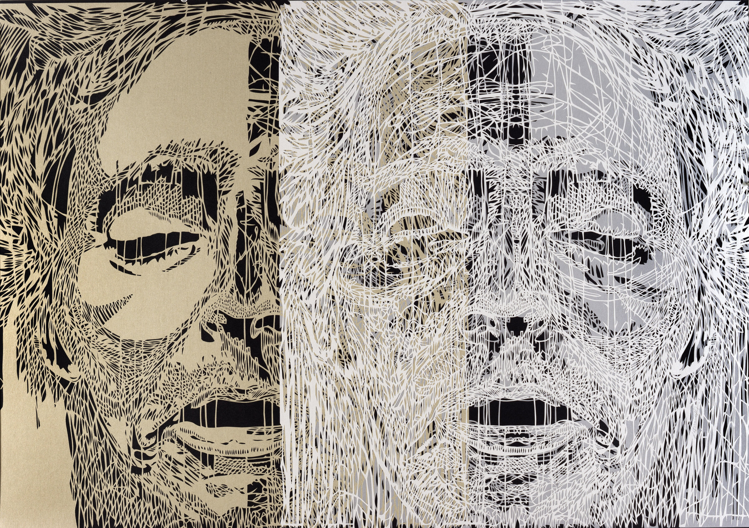 Rostros 17, 2014. Hand-cut paper on cardboard. 70 × 100 cm. Patricio Rodríguez