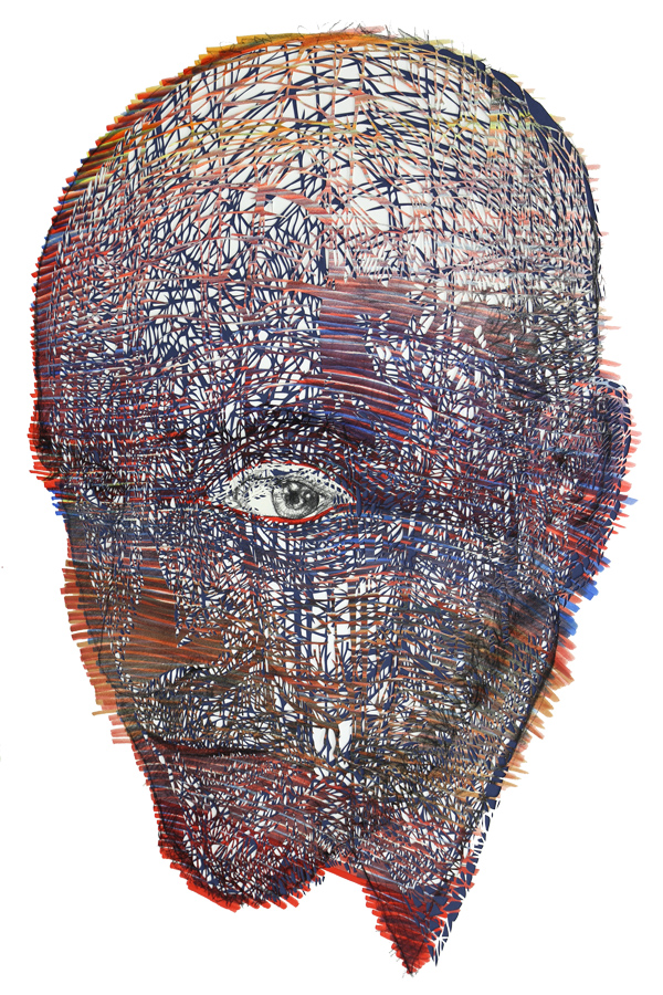 Caminero, 2015. Acrylic, markers, hand-cut paper on cardboard. 100 × 70 cm. Patricio Rodríguez