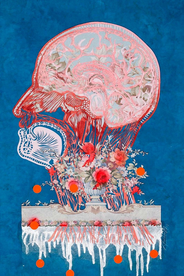 Otro perfil anatómico, 2014. Hand-cut paper, hand-cut wallpaper on cardboard. 60 × 40 cm. Patricio Rodríguez