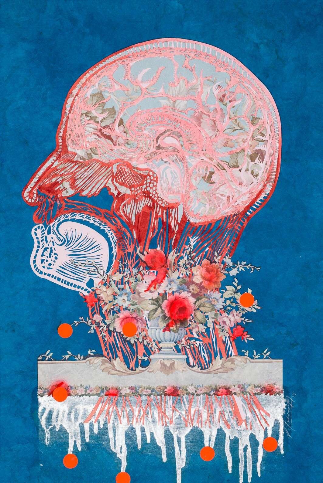 Otro perfil anatómico, 2014. Hand-cut paper, hand-cut wallpaper on cardboard. 60 × 40 cm. Patricio Rodríguez