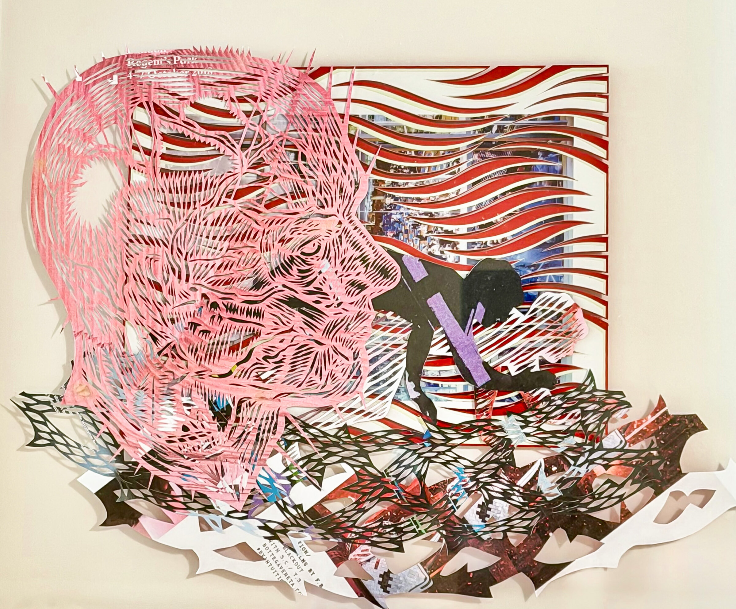Untitled 6 (Sotheby's Series), 2019. Hand-cut paper and Sotheby's catalog on cardboard. 48.3 × 43.2 cm. Patricio Rodríguez